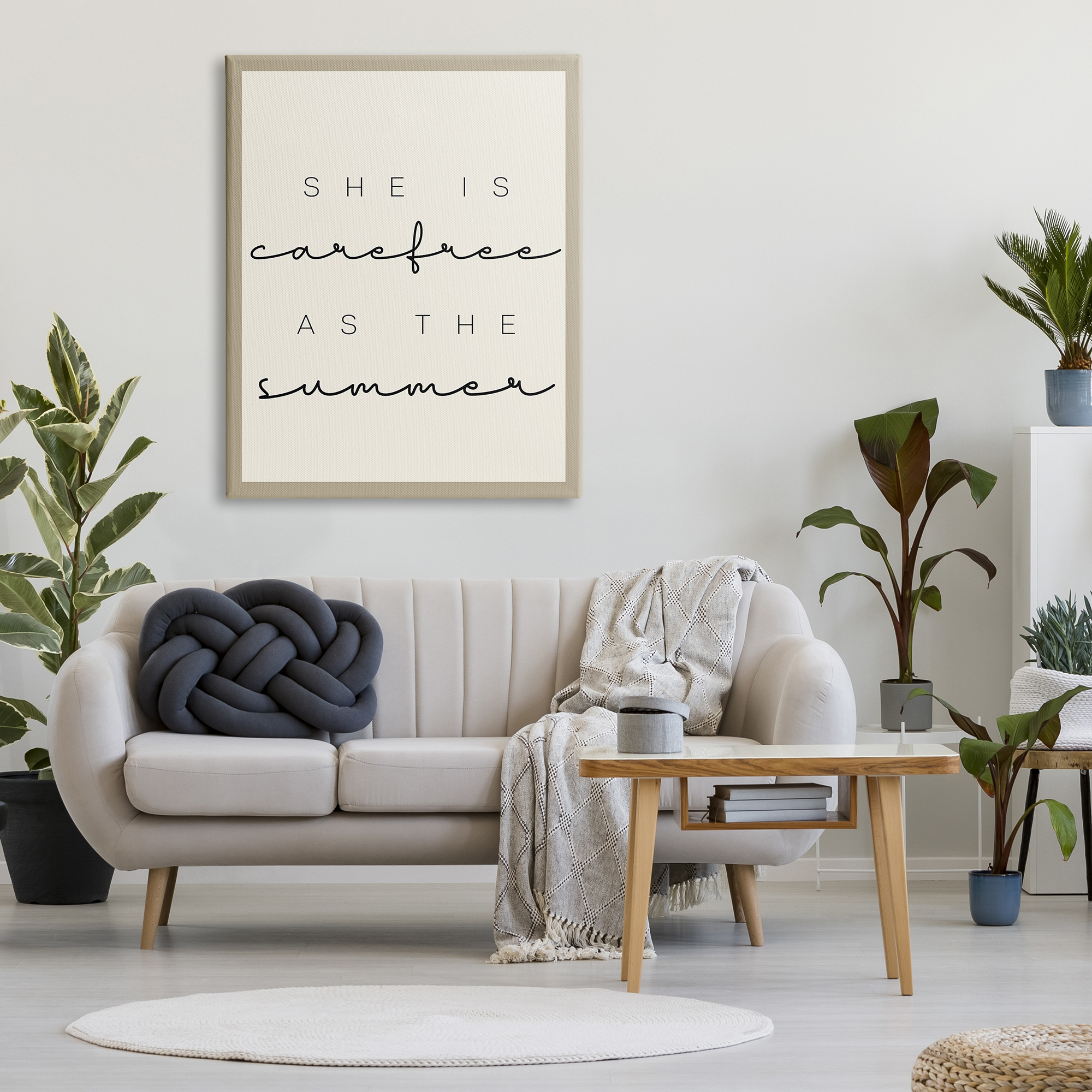 Stupell Industries Carefree Summer Phrase Inspirational Painting Gallery Wrapped Canvas Print Wall Art, 36 x 48