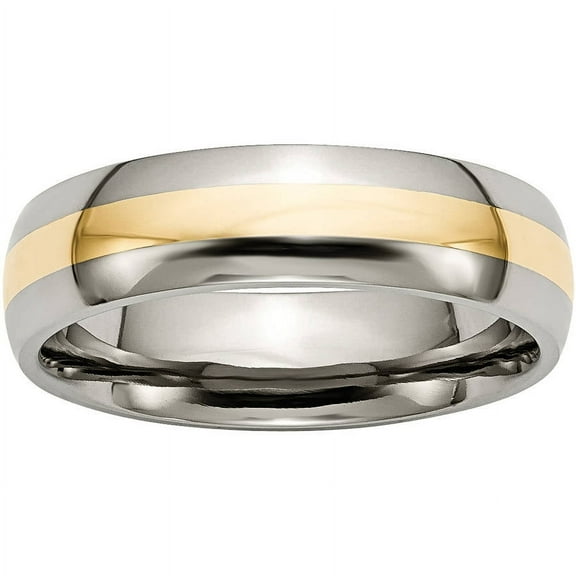 Titanium 14k Yellow Inlay 6mm Polished Band