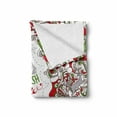 thumbnail image 2 of Christmas Soft Flannel Fleece Blanket, We Wish You a Merry Christmas Hand Written Greeting Snowman Santa Sock Hat Beard, Cozy Plush for Indoor and Outdoor Use, 70" x 90", Multicolor, by Ambesonne, 2 of 6