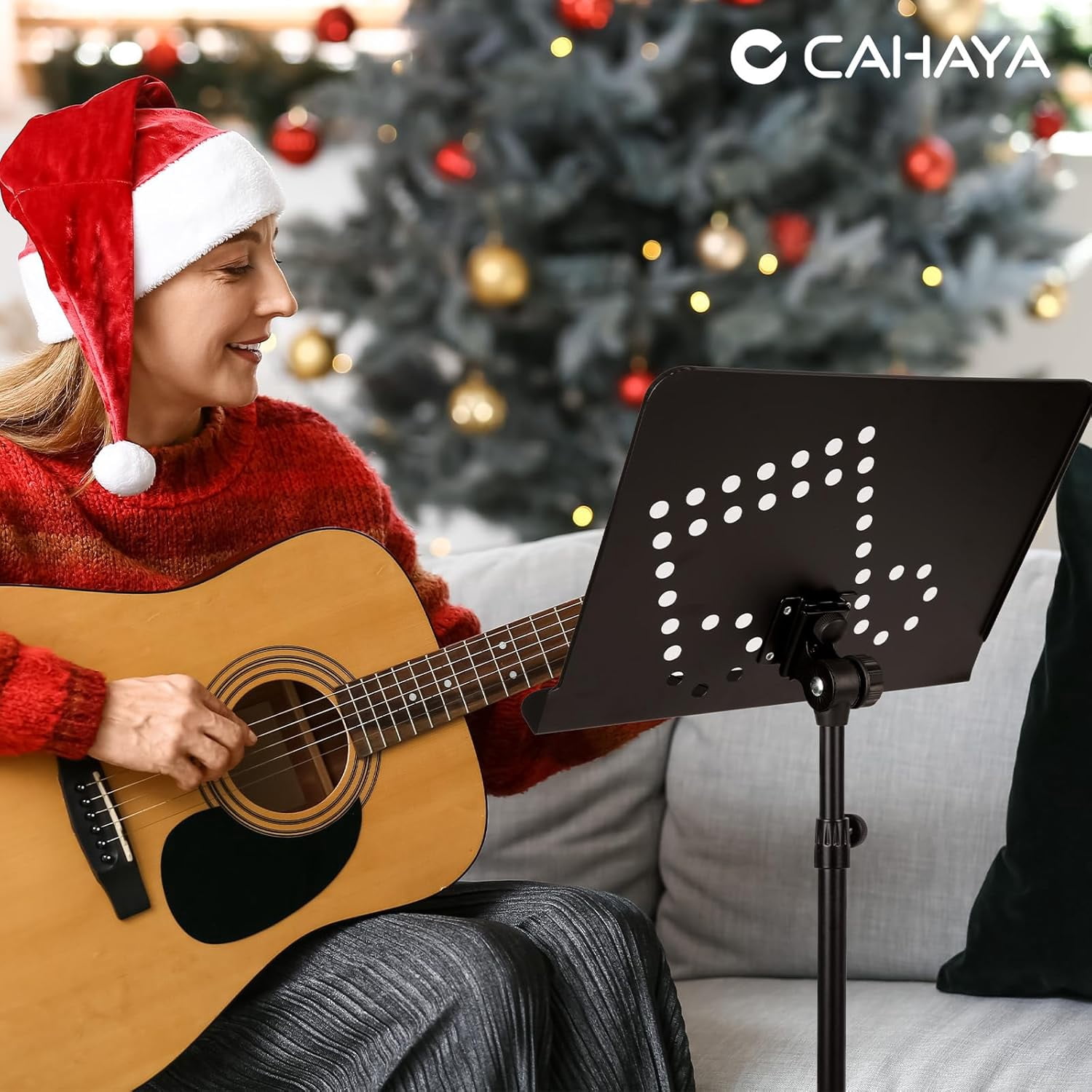 CAHAYA Portable sheet music stand: 3 in 1 Dual-use Sheet Music Stand & Desktop Book Stand Adjustable 31.4–55.9 in with Book Stand Support, Carrying Bag