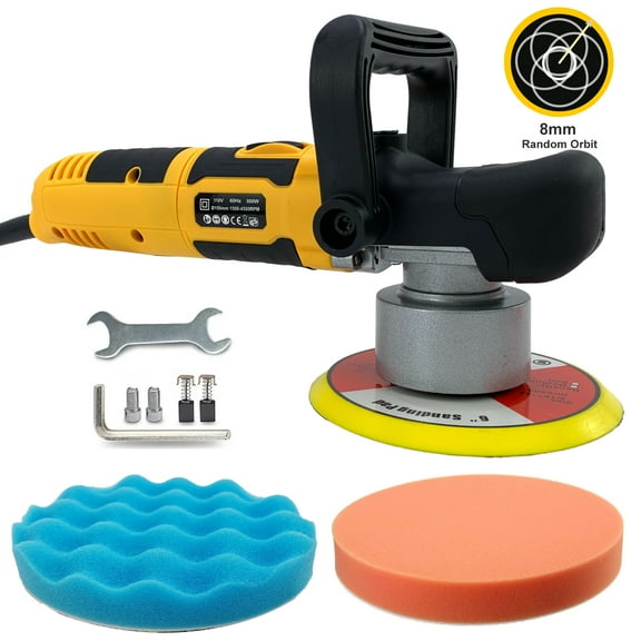 iMeshbean 6-Inch 800W Car Polisher, 6 Variable Speed 8mm Dual Action(DA) Random Orbit Car Buffer Polisher Sander with Handle, Car Detailing Waxer Kit, 4600RPM,for Car Polishing&Waxing