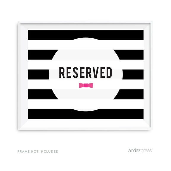 Reserved Modern Black and White Stripes Wedding Party Signs