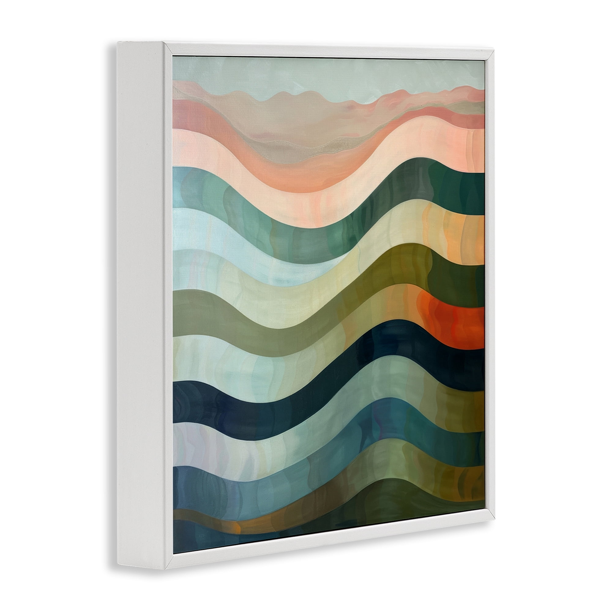Stupell Industries Fluid Dynamic Stripes Abstract Painting White Framed Art Print Wall Art, 24 x 24