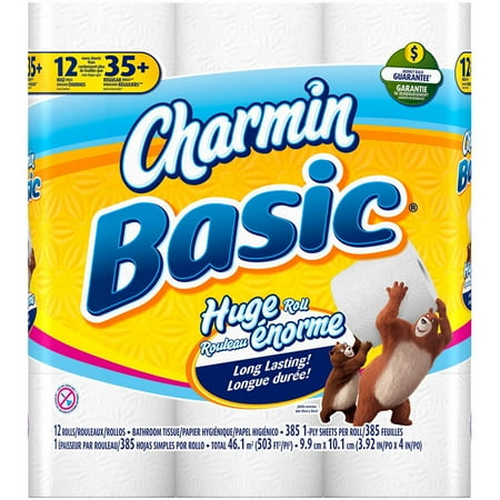 Charmin Basic Huge Roll Bathroom Tissue, 385 sheets, 12 rolls ... Charmin Basic Huge Roll Bathroom Tissue, 385 sheets, 12 rolls ...