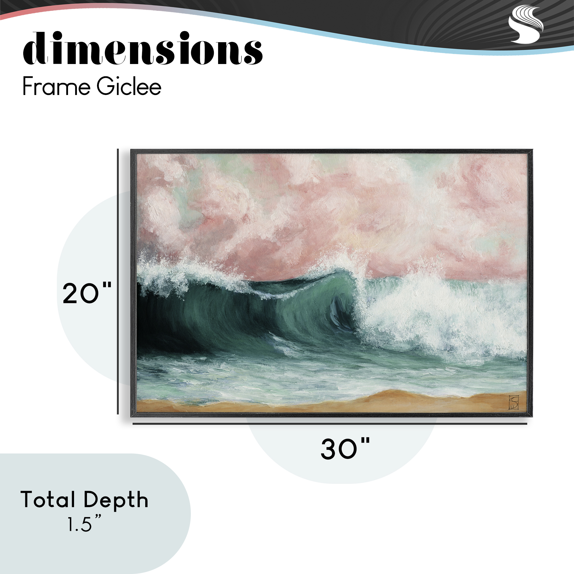 Crashing Seascape Waves Black Framed Giclee Art, design by Sara Culpepper