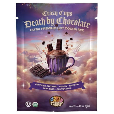 Crazy Cups Ultra Premium Hot Chocolate Mix, Dairy Free, Organic Vegan Hot Chocolate Packets, Non GMO Rich Hot Cocoa Mix 8 Packets