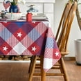 thumbnail image 3 of 4th of July Tablecloth 52x70 Inch Rectangular, Patriotic Red Buffalo Plaid Stars Independence Day Memorial Day Table Cover for Party Picnic Dinner Decor, 3 of 6