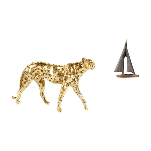 Escultura De Guepardo Con Vela Dorada, Animal Decorativo Y Barco, Centro De Mesa, Adorno Para Oficina, Hogar, Hotel, Sala De Estar.