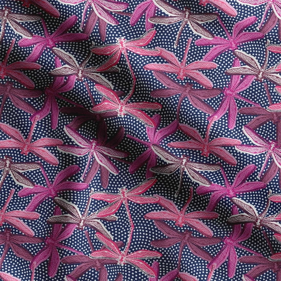 Soimoi Insect Print, Silk Fabric, Decor Sewing Fabric by The Yard 42 Inch Wide,Decorative Fabric for Shirts Suits Ties, Blue