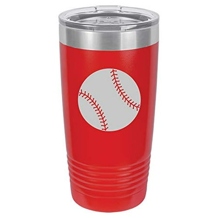 

Tumbler Stainless Steel Vacuum Insulated Travel Mug Baseball Softball (Red 20 oz)