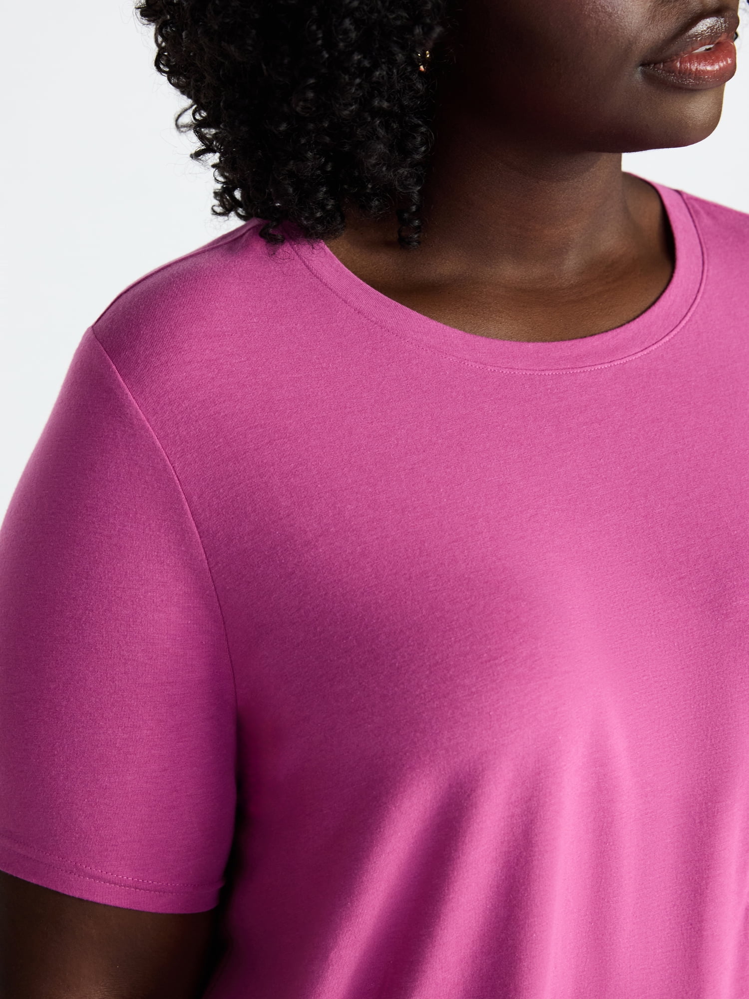 Terra & Sky Women's Plus Size Crewneck Tee with Short Sleeves, Sizes 0X-5X