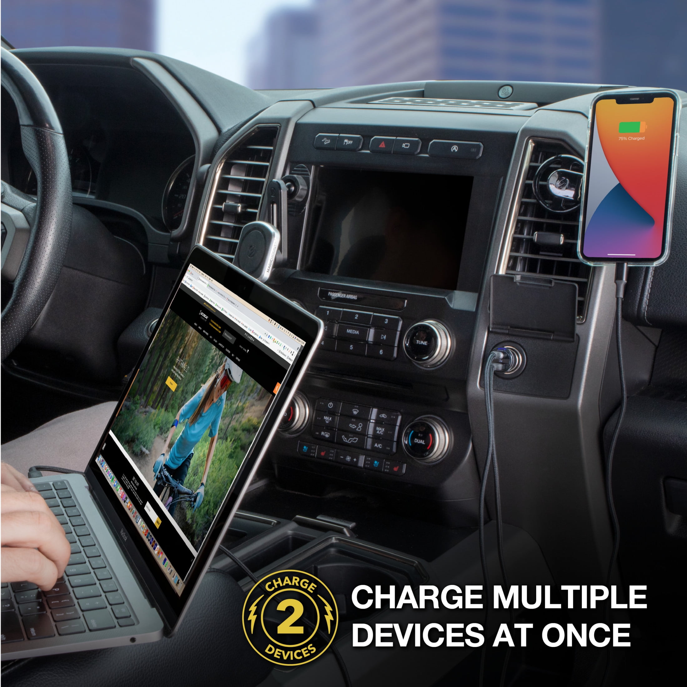 (2 pack) Scosche CPDCC60-RP PowerVolt Fast 60W Dual USB-C Car Charger Adapter w/ Certified Power Delivery 3.0
