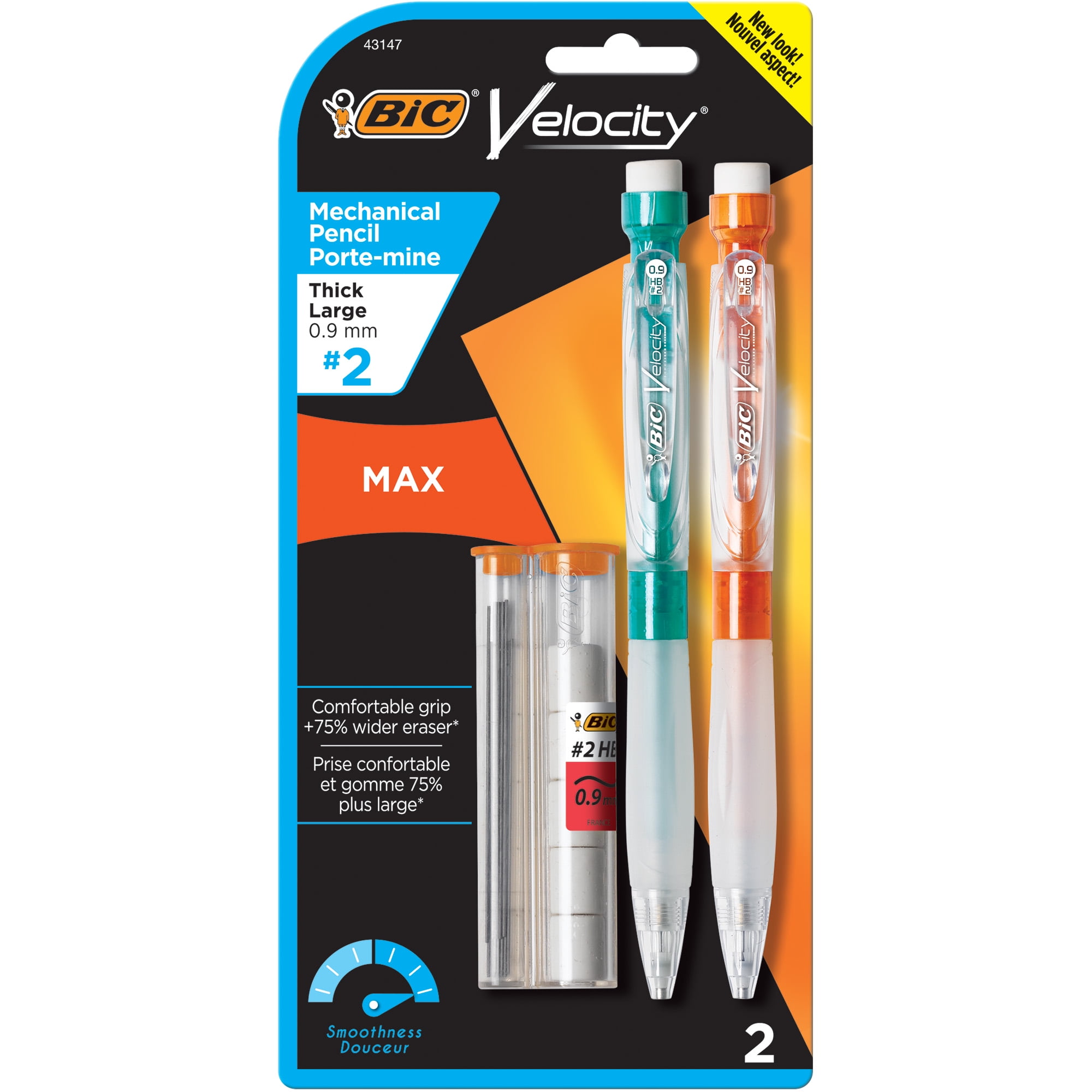 2 BIC Velocity Mechnical Pencil 0.9mm Thick Large