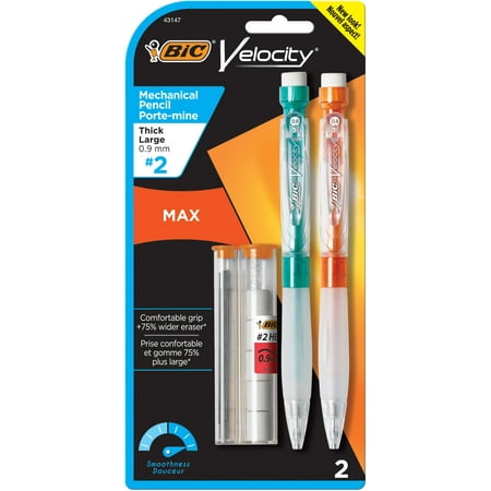 BIC Velocity Max Mechanical Pencil 0.9mm 2/Pack (MPMX9P21-BLK) 2729937