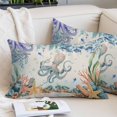 thumbnail image 2 of Octopus Coastal Throw Pillow Covers, Summer Nautical Starfish Coral Beige Soft Breathable Pillow Cases with Invisible Zipper for Sleeping, King Size Pillowcases for Couch Bed Sofa Chair 20x36 Inches, 2 of 9