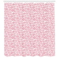 thumbnail image 3 of Cherry Blossom Shower Curtain, Unevenly Aligned Five Petal Sakura Flowers with White Stamens, Fabric Bathroom Set with Hooks, 69W X 70L Inches, Pale Pink Ruby and White, by Ambesonne, 3 of 3