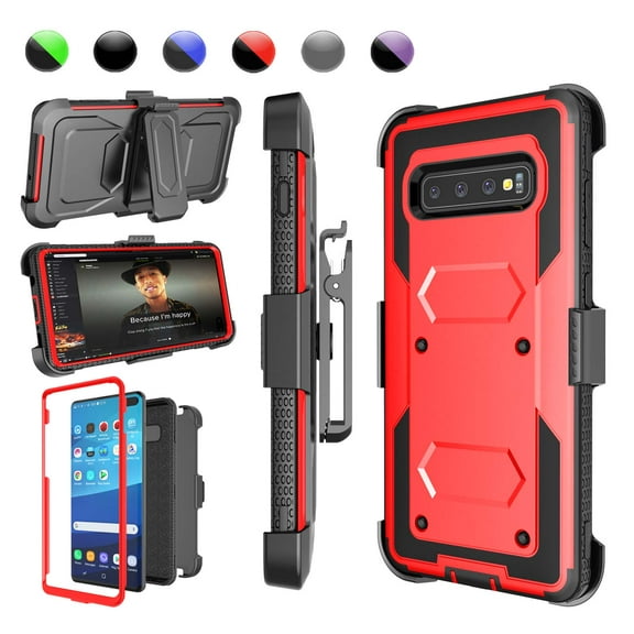 Njjex Case for Galaxy S10 / S10+ Plus / S10E, Kickstand + Holster Belt Clip & Shock Absorbing [Heavy Duty] Protective Case Cover for Samsung Galaxy S10 S10+ S10E 2019 Released