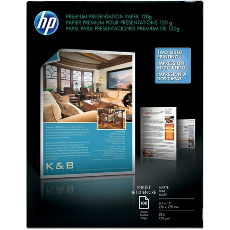 - HP, HEWD0Z55A, Premium Inkjet Matte Presentation Paper, 100 / Pack, Bright White