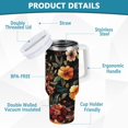 thumbnail image 2 of Yayeee 30oz Stainless Steel Tumbler with Straw and Handle Double-Wall Insulated Travel Water Bottle, Colorful Flower, 2 of 8