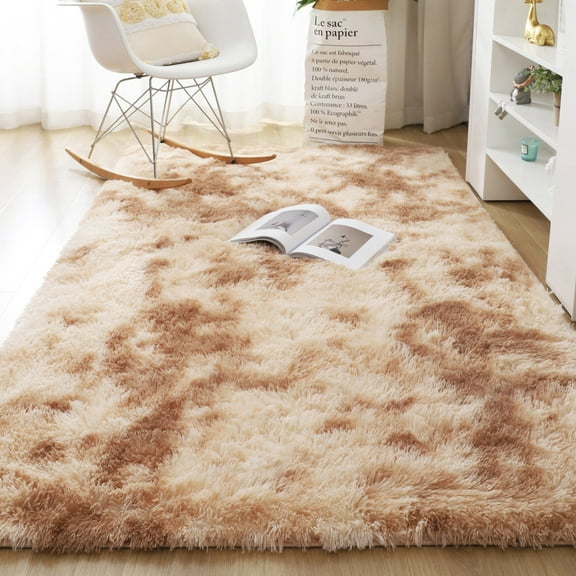 SAYFUT Ultra Soft Modern Shag Area Rugs Fluffy Living Room Carpet Comfy Bedroom Home Decorate Floor, 60''x95.7'', Khaki