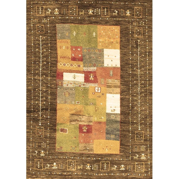 Ahgly Company Indoor Rectangle Abstract Brown Contemporary Area Rugs, 6' x 9'