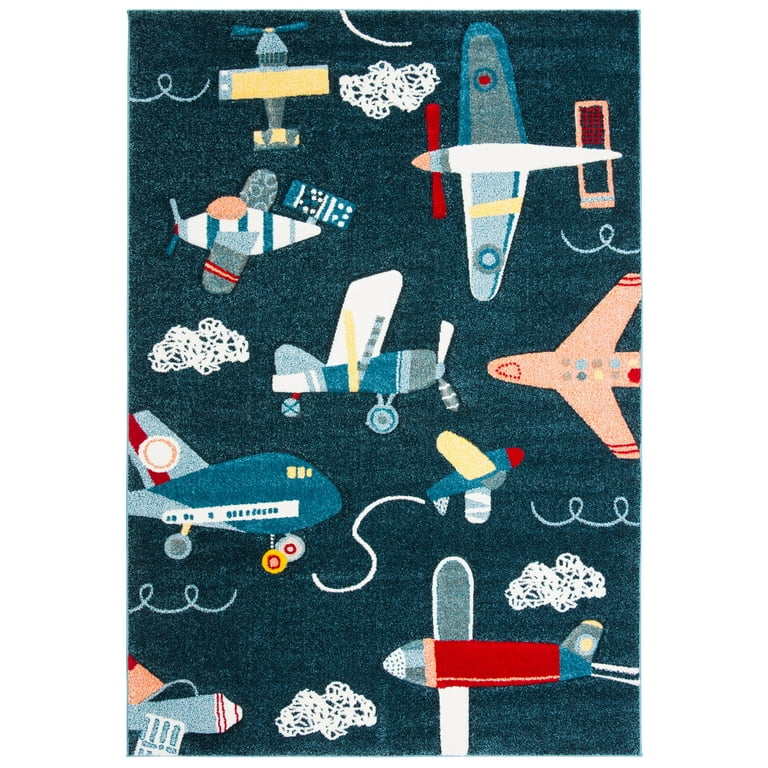 Safavieh Carousel Kids Planes 3 x 5 Navy/Ivory Indoor Kids Throw Rug Safavieh Carousel Kids Planes 3 x 5 Navy/Ivory Indoor Kids Throw Rug
