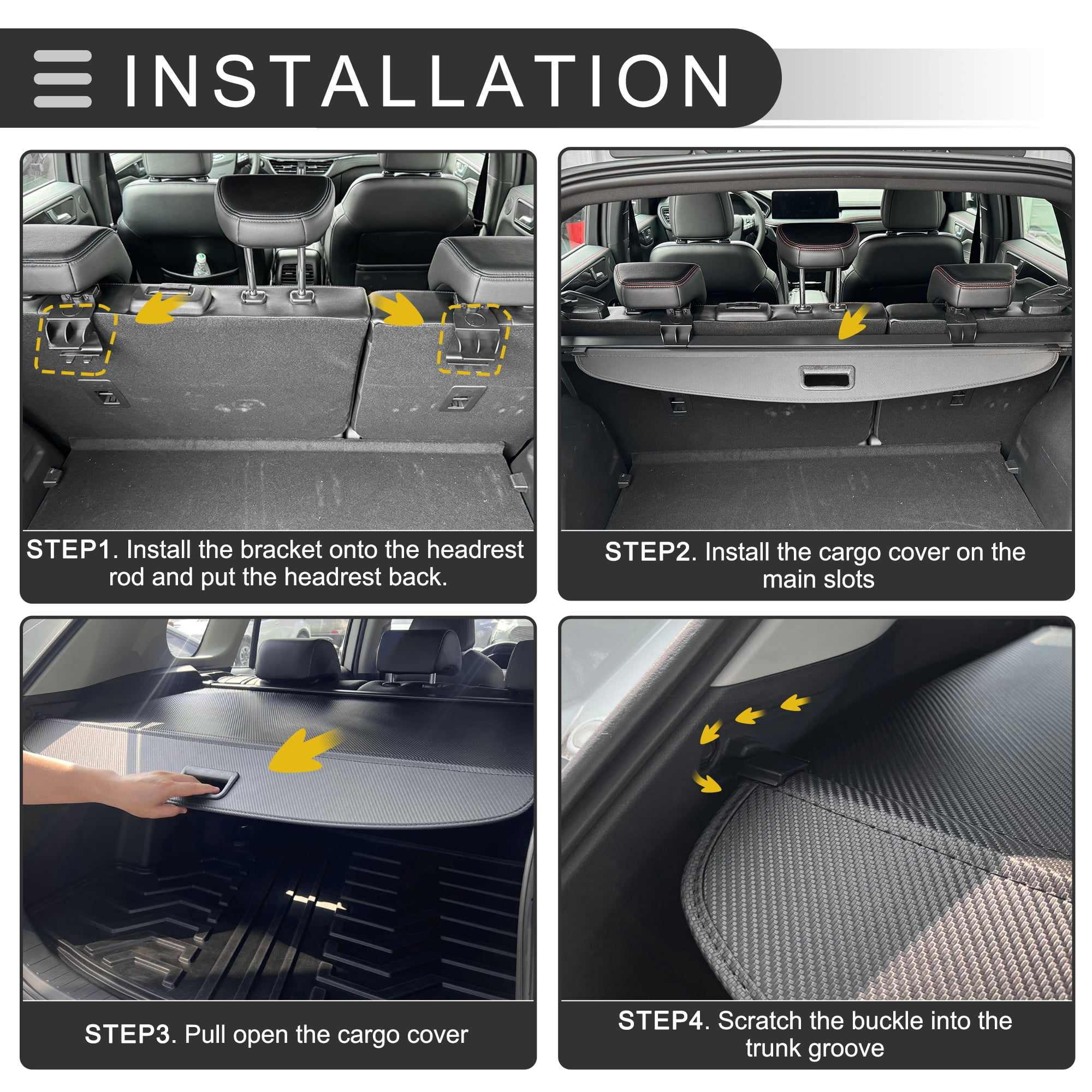 Unique Bargains Retractable Cargo Cover for Audi Shelf Shield Shade with Accessories Black