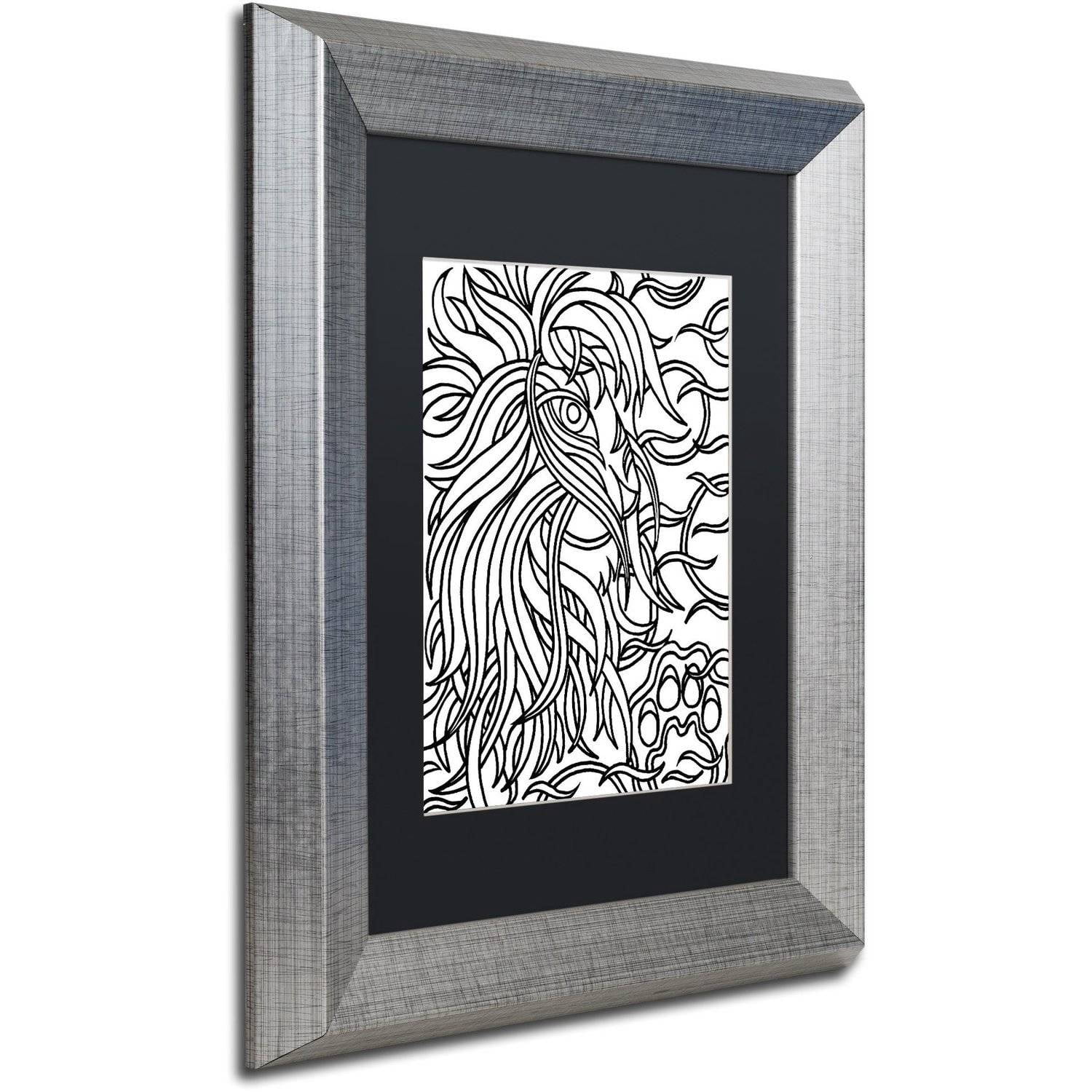 Trademark Fine Art "Lester the Lion" Canvas Art by Kathy G. Ahrens, Black Matte, Silver Frame