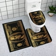 thumbnail image 5 of 4PCS/Set Money Bathroom Set Shower Curtain set for Bathroom,Black Gold Hundred US Dollar Bills Cash Benjamin Franklin Bathroom Decor, Waterproof Fabric Bath Curtain,Non-Slip Bath Rugs Toilet Mats, 5 of 10