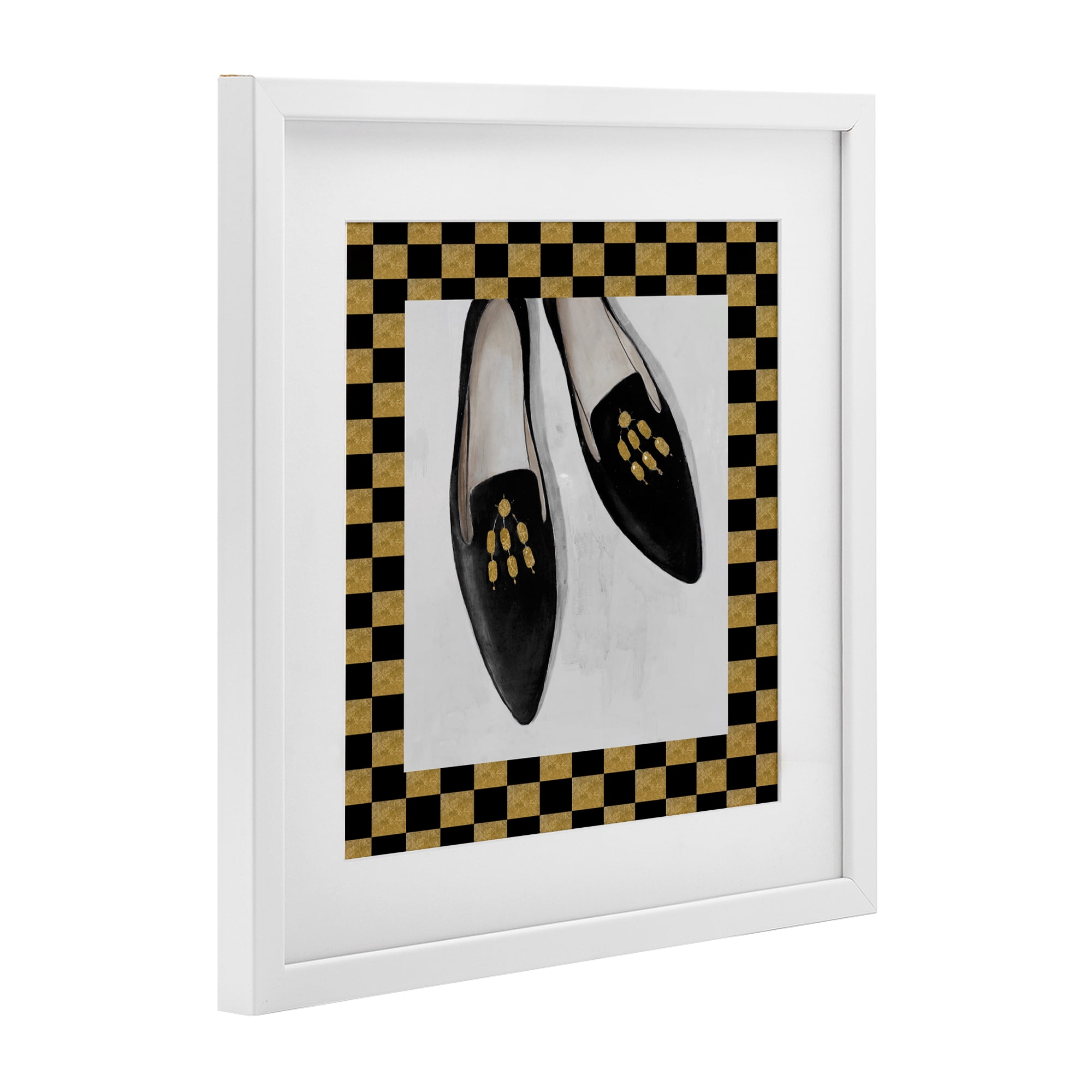 Stupell Industries Luxe Black Flats White Framed Print Under Glass, design by Lorenzo Collective