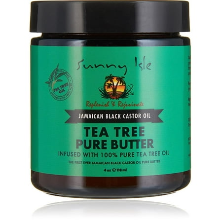 Sunny Isle Jamaican Black Castor Oil Pure Butter infused with Tea Tree Oil, 4 Oz