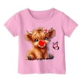 thumbnail image 4 of NINGMENG Hauts et T-Shirts pour Filles Enfants Imprimé Vache Dessin Animé Col Rond Manches Courtes Sport Décontracté Confortable Hauts Chandail T-Shirts Mode Urbaine, Rose, 7-8 Ans, 4 of 4