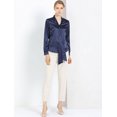 thumbnail image 2 of Allegra K Blusa Puntos Irregular Manga Larga Cuello Del Lazo Trabajo Casual Para Mujer Azul Oscuro XS, 2 of 5