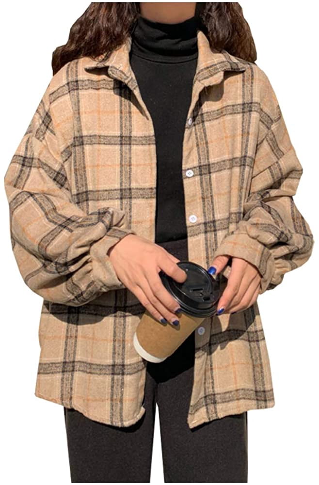 Women's Flannel Plaid Shirts Oversized 