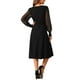 thumbnail image 3 of Vestido de manga larga de malla con volantes para mujer INSPIRE CHIC, cuello redondo, plisado, tejido de punto midi, vestidos de suéter casuales, 3 of 5