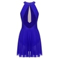 thumbnail image 2 of Alvivi Womens Rhinestone Figure Skating Dress Mesh Patchwork Ballet Leotard Lyrical Dance Costume Blue XXL, 2 of 5