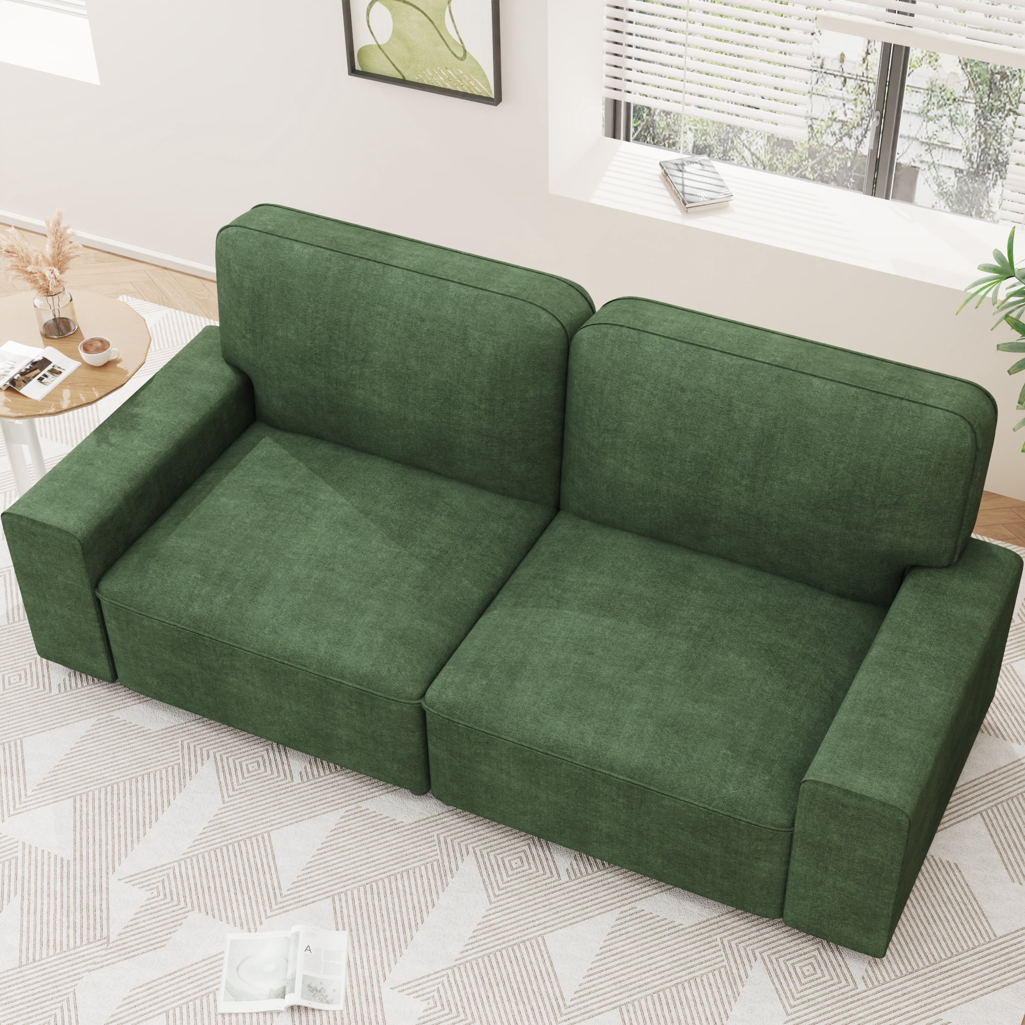 AAQZ 87" Comfy Sofa for Living Room, 3 Seater Chenille Fabric Couch for Small Space, Green