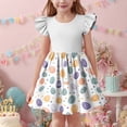 thumbnail image 4 of Xdegoge Toddler Girls Easter Dress Ruffle Short Sleeve Crewneck Graphic Bunny Print Knee Length Kids A Line Tween Holiday Outfit Flattering Chic Casual Wear for Teen, 4 of 6