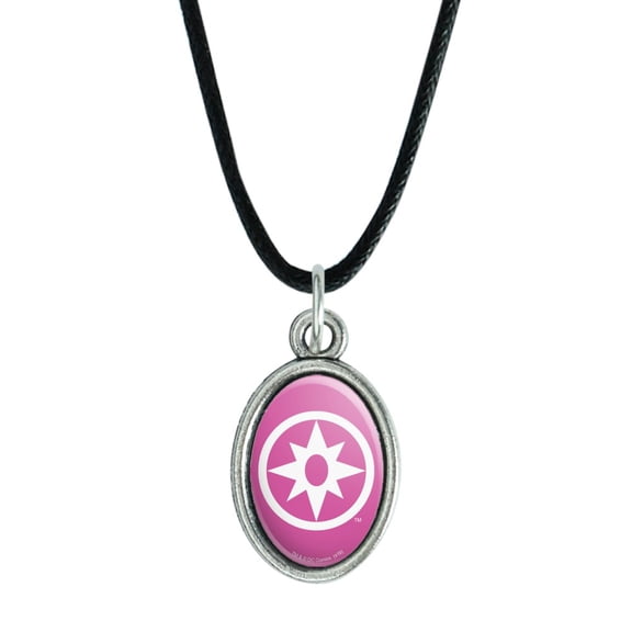 Green Lantern Blackest Night Star Sapphire Logo Antiqued Oval Charm Pendant with Black Satin Cord
