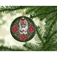 thumbnail image 2 of Siberian Husky Grey Poinsetta Wreath Ceramic Ornament 2.8 in x 2.8 in, 2 of 3
