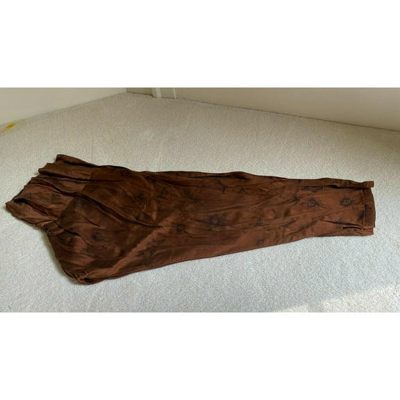 Designer Pakistani Indian Women M Pants Shalwar Brown Black 100% Silk Pattern New