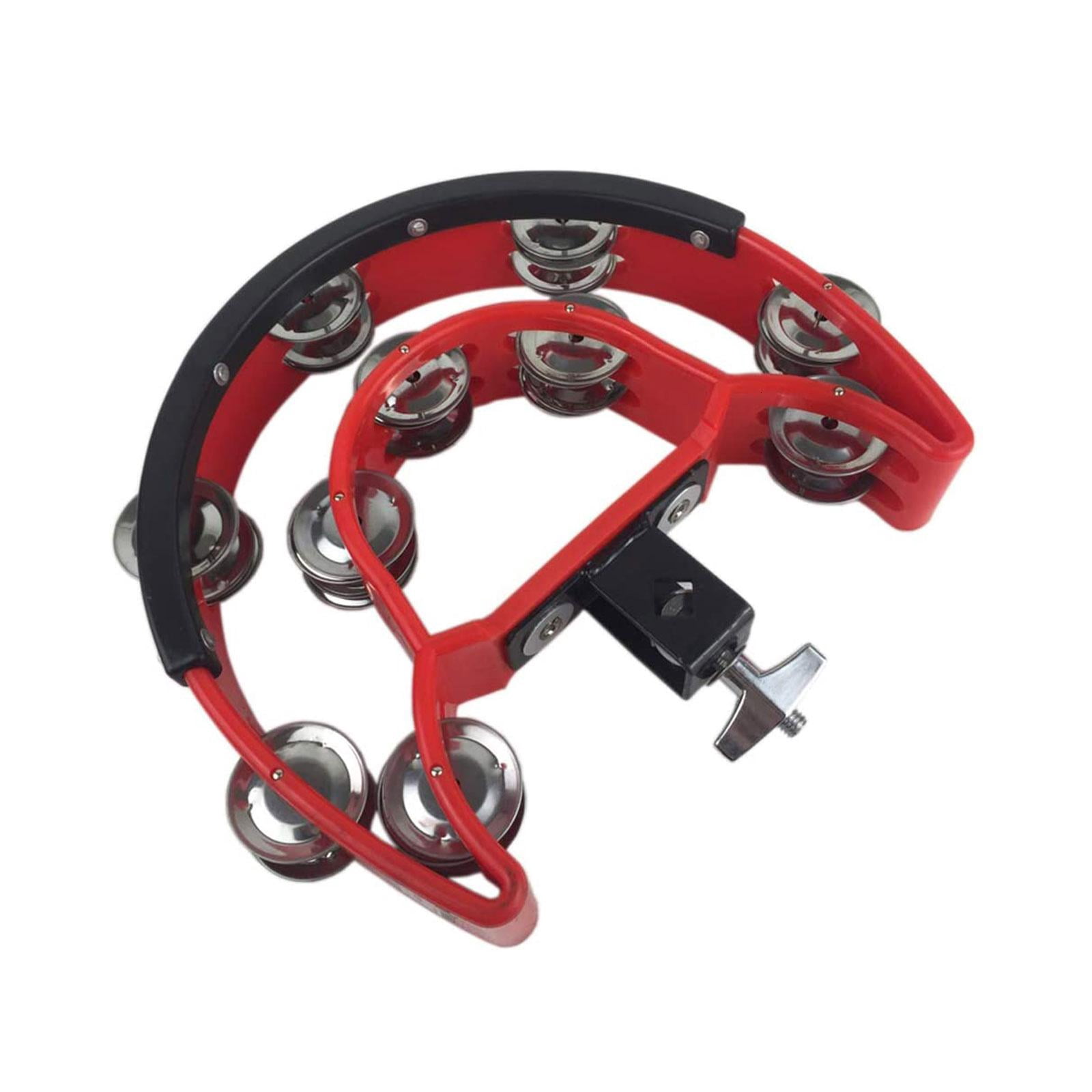 Yihuala Drum Set Tambourine with Mounting Eye Bolt Half Shape Hi-hat Tambourine Double Row Tambourine Easy to Use