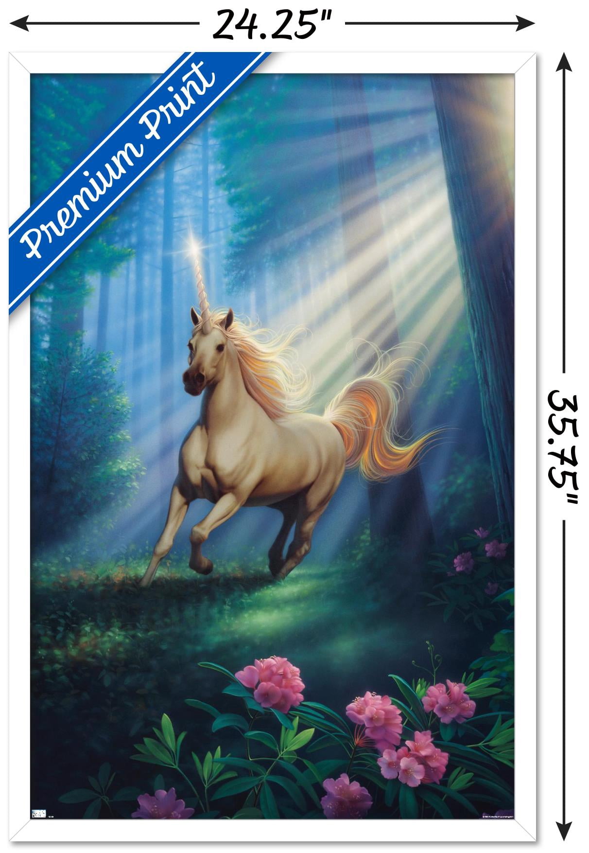 Kirk Reinert - Secret Forest Unicorn Wall Poster, 22.375" x 34", Framed