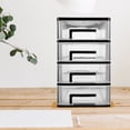 thumbnail image 4 of Caja de almacenamiento tipo cajonera de escritorio transparente de 4 capas, Mini organizador de almacenamiento de cosméticos de plástico, soporte para artículos diversos (negro y transparente), 4 of 6