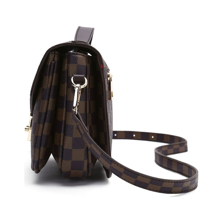 MK Gdledy Brown Checkered Crossbody Bags for Women Multipurpose