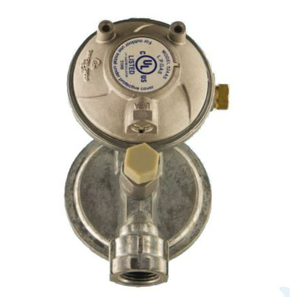 Cavagna Group Propane Regulator 52-A-490-0019 Without Shutoff Valve; Outlet Pressure 11 Inch WC Water Column; Two-Stage; 160000 BTU Per Hour; Vertical Vent; With Two Vent Covers; UL And CSA Listed