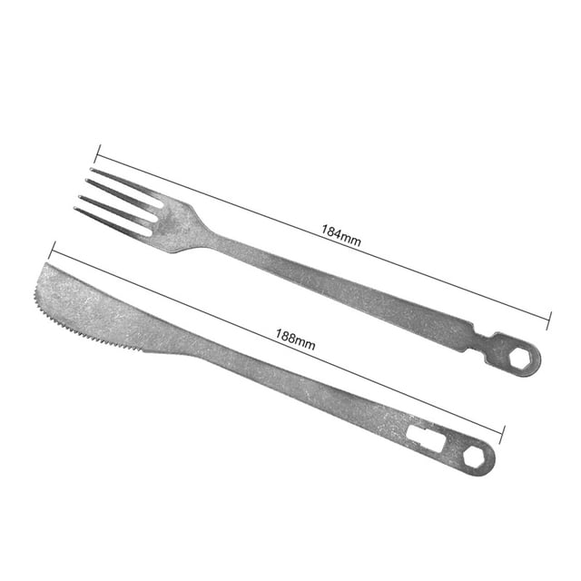 Riwcyla Detachable and Forks Portable Camping Picnic BBQ Tableware Multifunctional Titanium and Forks Set