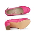 thumbnail image 4 of BLISSFUL STEP Women's Block Heel Pumps Platform Ankle Strap Round Toe Heel Hot Pink 11, 4 of 7