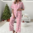 thumbnail image 2 of UngA Christmas Pajamas Women Short Sleeve Sleepwear Long Pants Soft Button Down Loungewear Christmas Silk Pajamas for Women,Size XL, 2 of 5