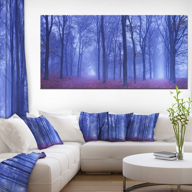 Deux Chemins dans la Forêt Bleue Brumeuse - Impression sur Toile Paysage
